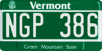 VT license plate NGP386