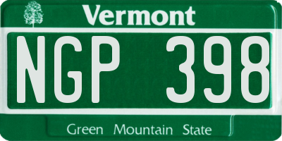VT license plate NGP398