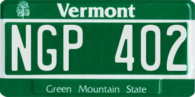 VT license plate NGP402