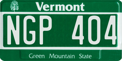 VT license plate NGP404