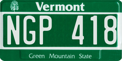 VT license plate NGP418