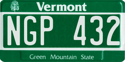 VT license plate NGP432