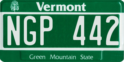 VT license plate NGP442