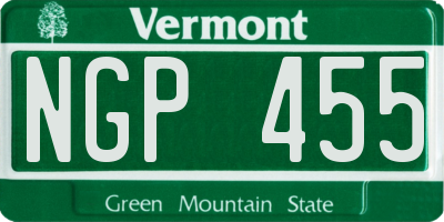 VT license plate NGP455