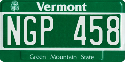 VT license plate NGP458