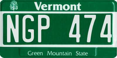 VT license plate NGP474