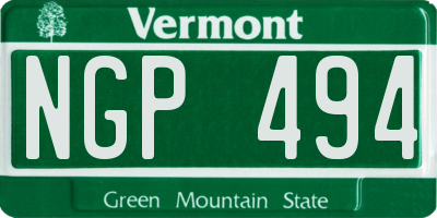 VT license plate NGP494