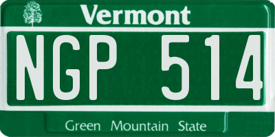 VT license plate NGP514