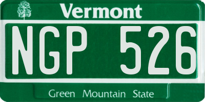 VT license plate NGP526