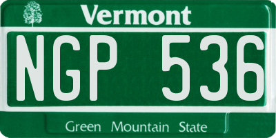VT license plate NGP536