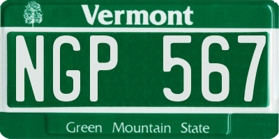 VT license plate NGP567