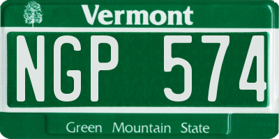 VT license plate NGP574