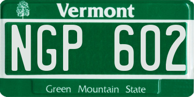 VT license plate NGP602