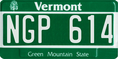 VT license plate NGP614