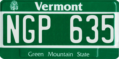 VT license plate NGP635