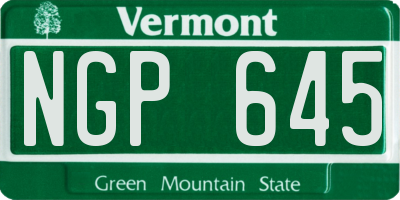 VT license plate NGP645