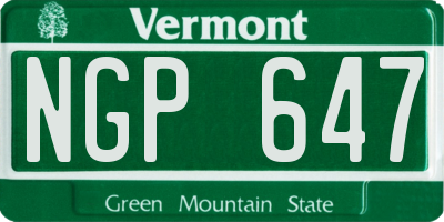 VT license plate NGP647