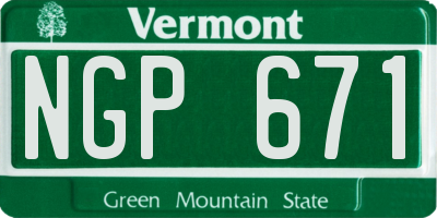 VT license plate NGP671
