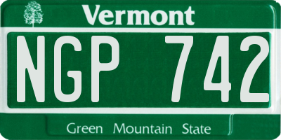 VT license plate NGP742