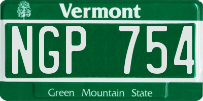 VT license plate NGP754