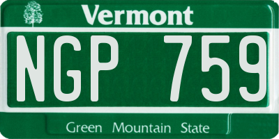 VT license plate NGP759