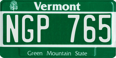 VT license plate NGP765