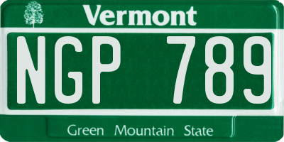 VT license plate NGP789