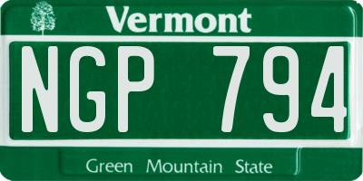VT license plate NGP794