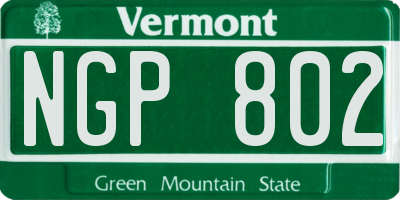 VT license plate NGP802