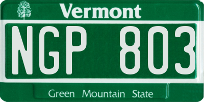 VT license plate NGP803