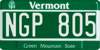 VT license plate NGP805