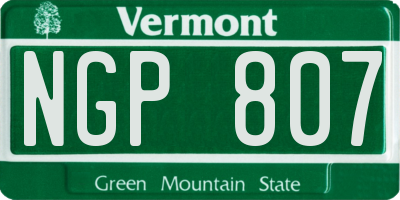 VT license plate NGP807