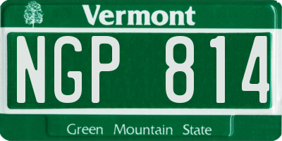 VT license plate NGP814