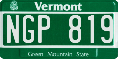 VT license plate NGP819