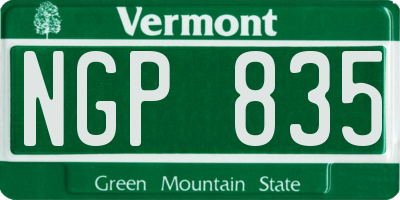 VT license plate NGP835