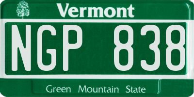 VT license plate NGP838