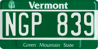 VT license plate NGP839
