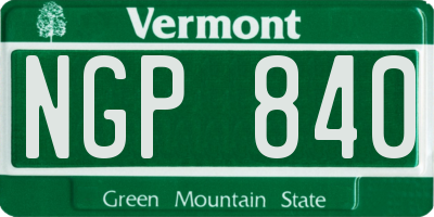 VT license plate NGP840