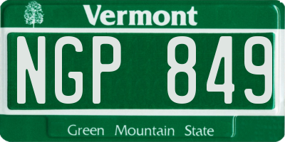 VT license plate NGP849