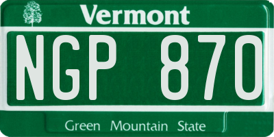VT license plate NGP870