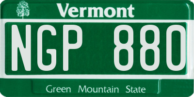 VT license plate NGP880