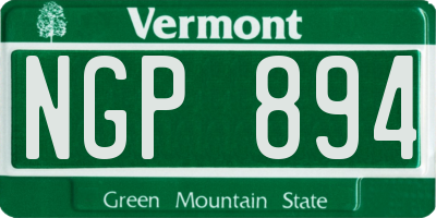 VT license plate NGP894
