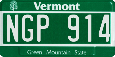 VT license plate NGP914