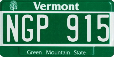 VT license plate NGP915