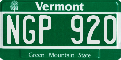 VT license plate NGP920