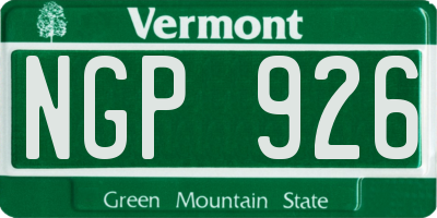 VT license plate NGP926