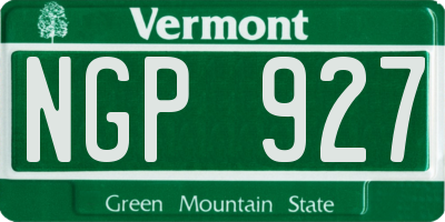 VT license plate NGP927