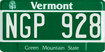 VT license plate NGP928