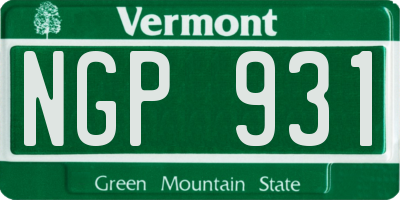 VT license plate NGP931