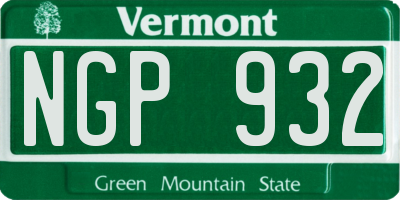 VT license plate NGP932